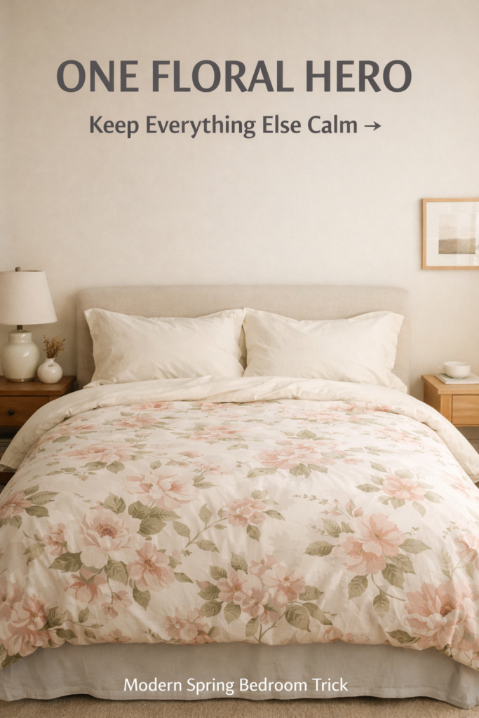 floral bedding ideas with one hero floral duvet and neutral solid sheets
