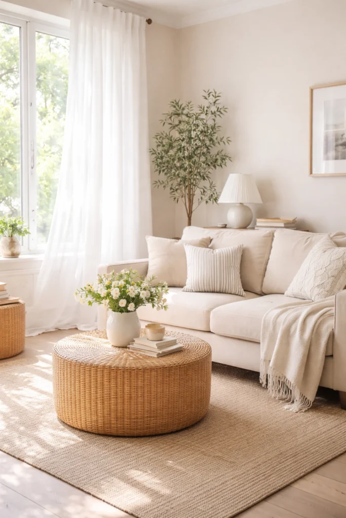 spring living room refresh ideas with sheer curtains and natural daylight