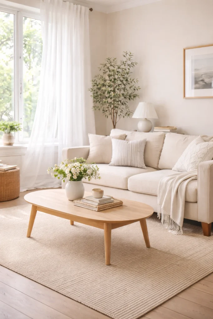 Add eucalyptus stems, olive branches, or light potted plants. Greenery introduces organic contrast without overpowering the palette.