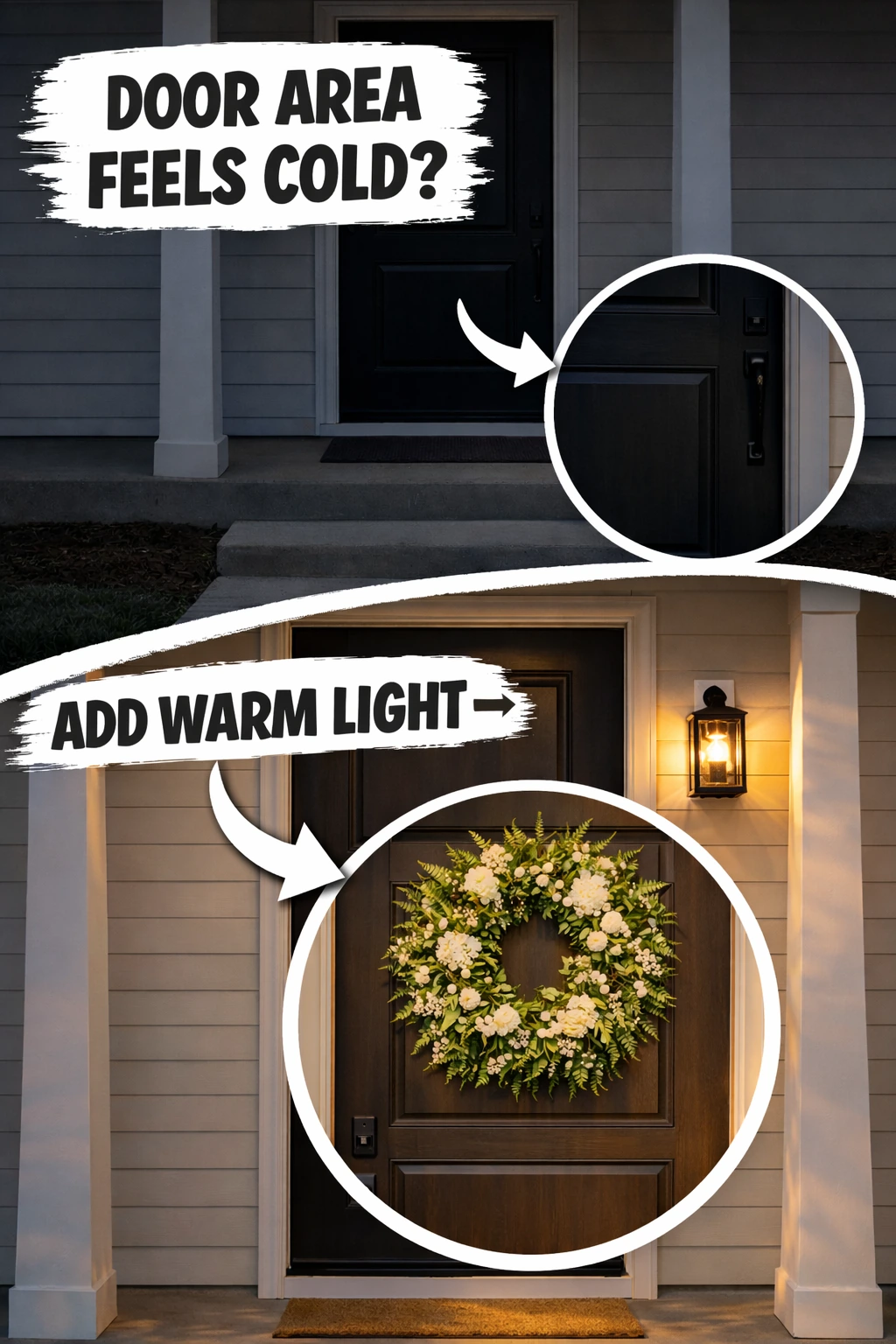 front door decor ideas with warm sconces for a more welcoming entry