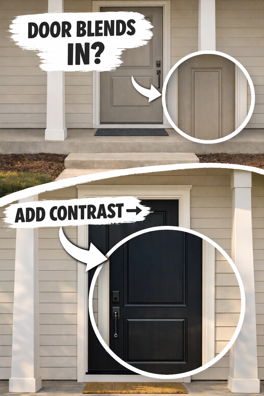 front door decor ideas using stronger color contrast for curb appeal