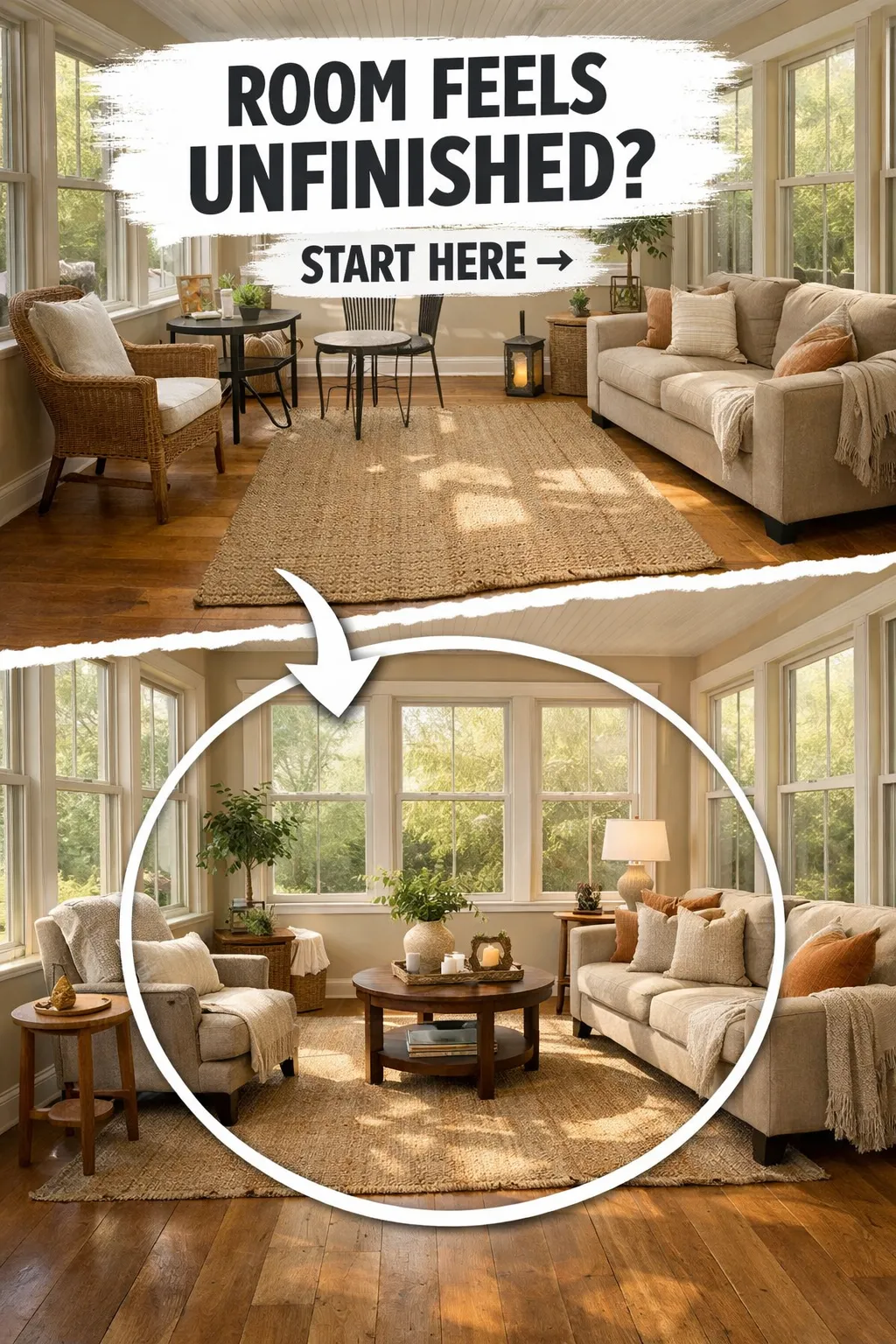 sunroom decor ideas that define one main zone in a bright room