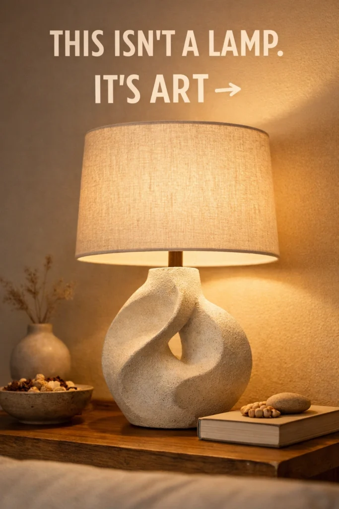 sculptural ceramic table lamp styled as statement lighting idea