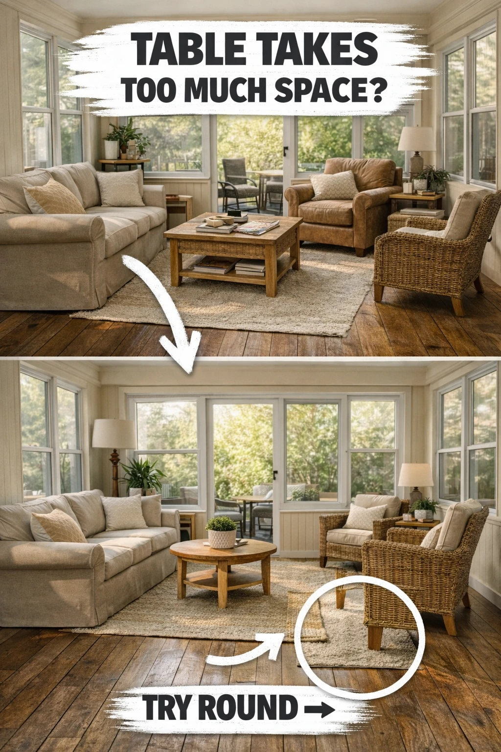 small sunroom ideas using a round table for better flow