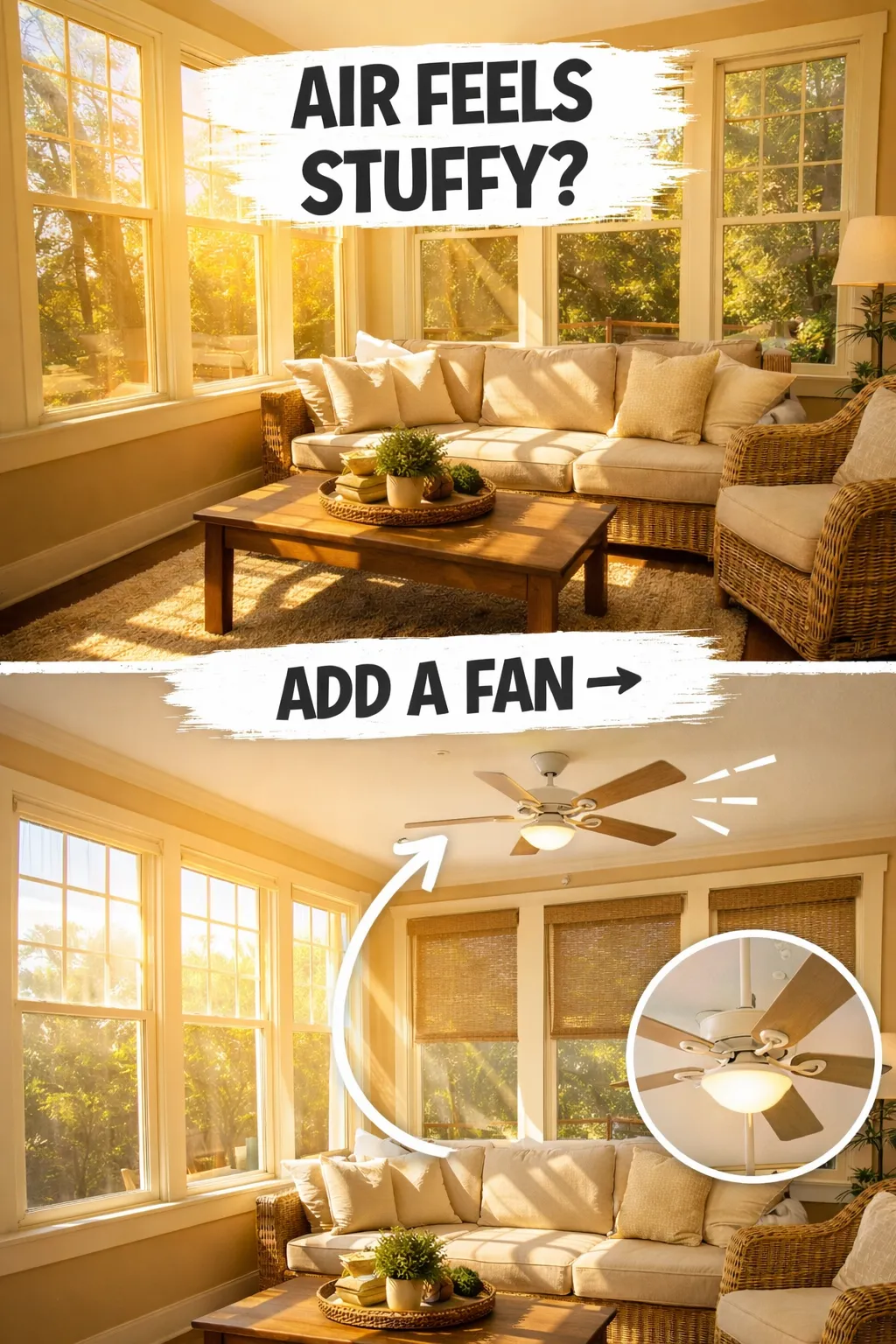 sunroom too hot fix using a ceiling fan for better airflow