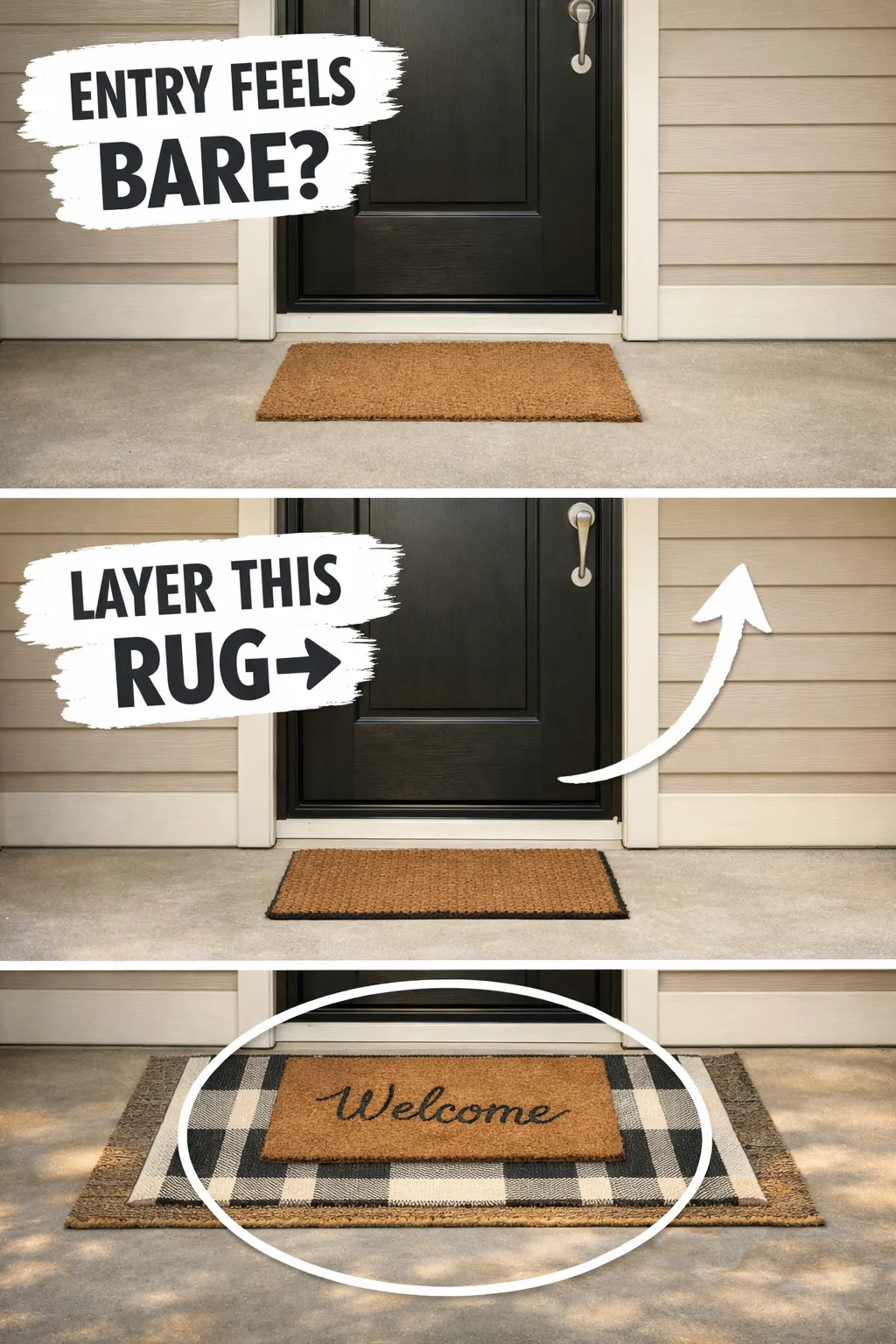 small front porch ideas with a layered rug that makes a tiny entry feel more finished