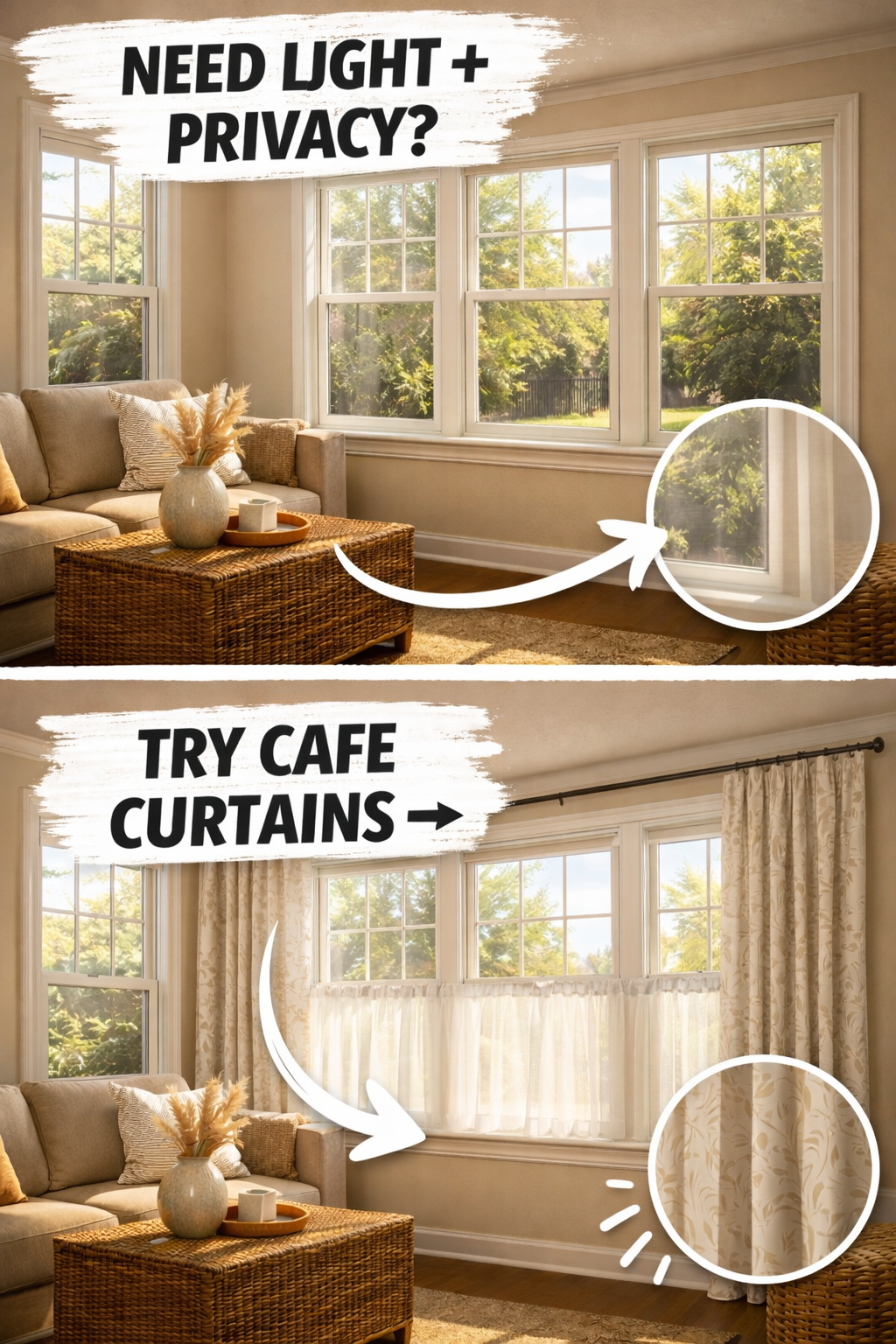 sunroom curtain ideas with cafe curtains for light and privacy