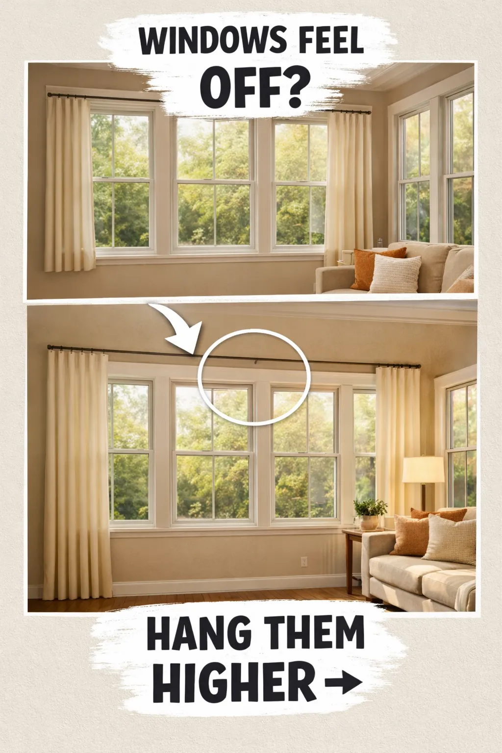 sunroom decor ideas with curtains hung higher for a more polished room