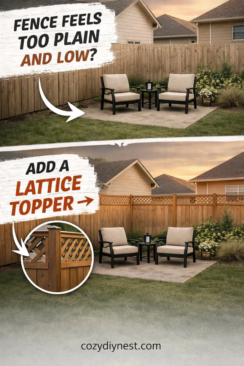 Fence topper lattice extension making a small backyard feel prettier and more finished