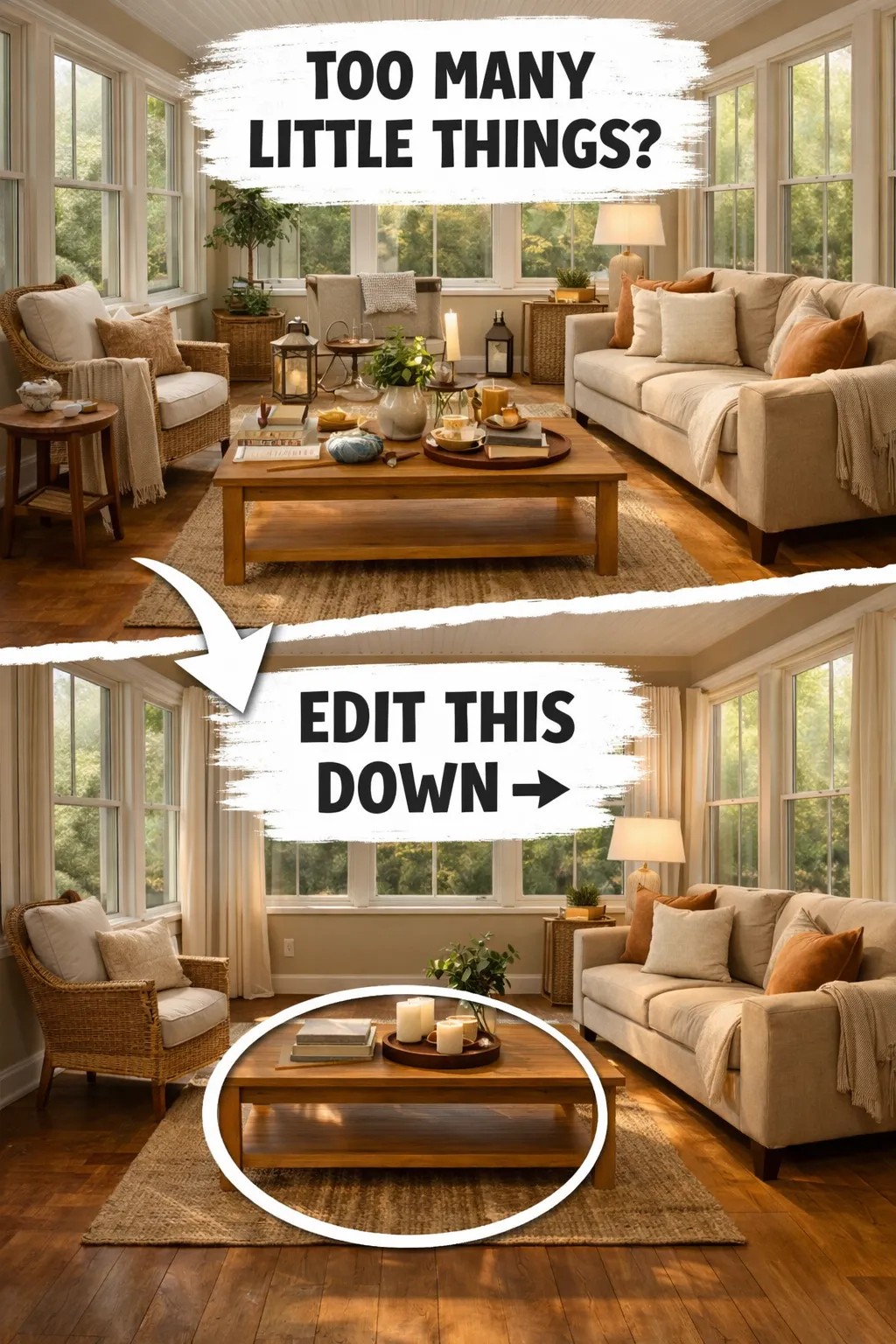 sunroom decor ideas with edited accessories for a calmer more finished room