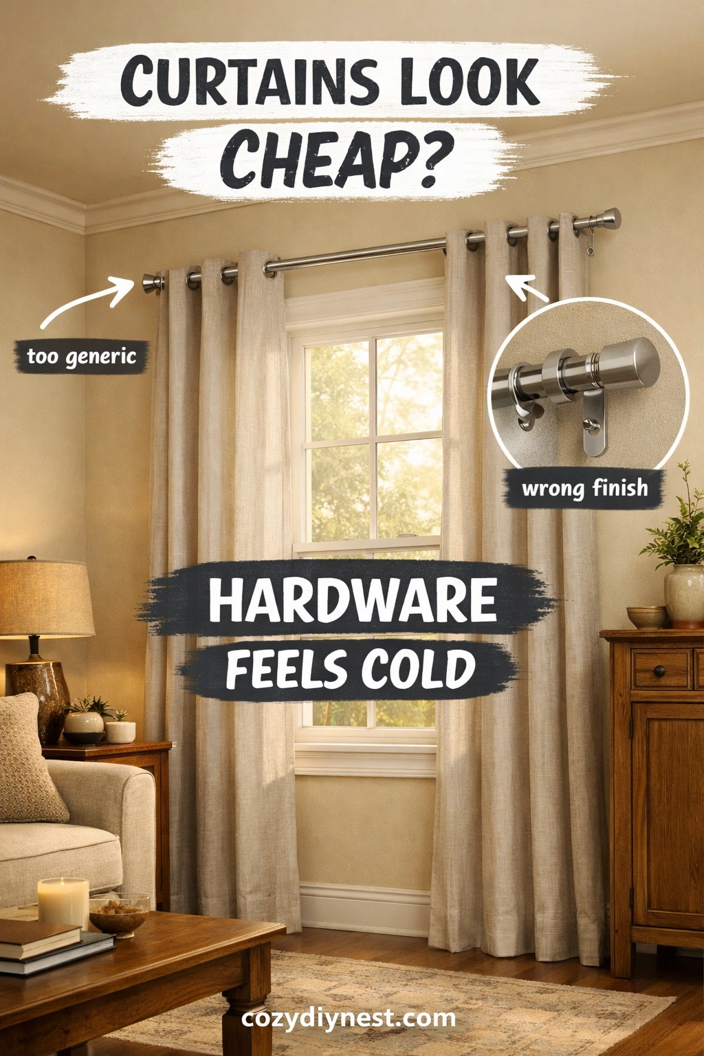 curtain hardware ideas with warm bronze or antique brass curtain rod
