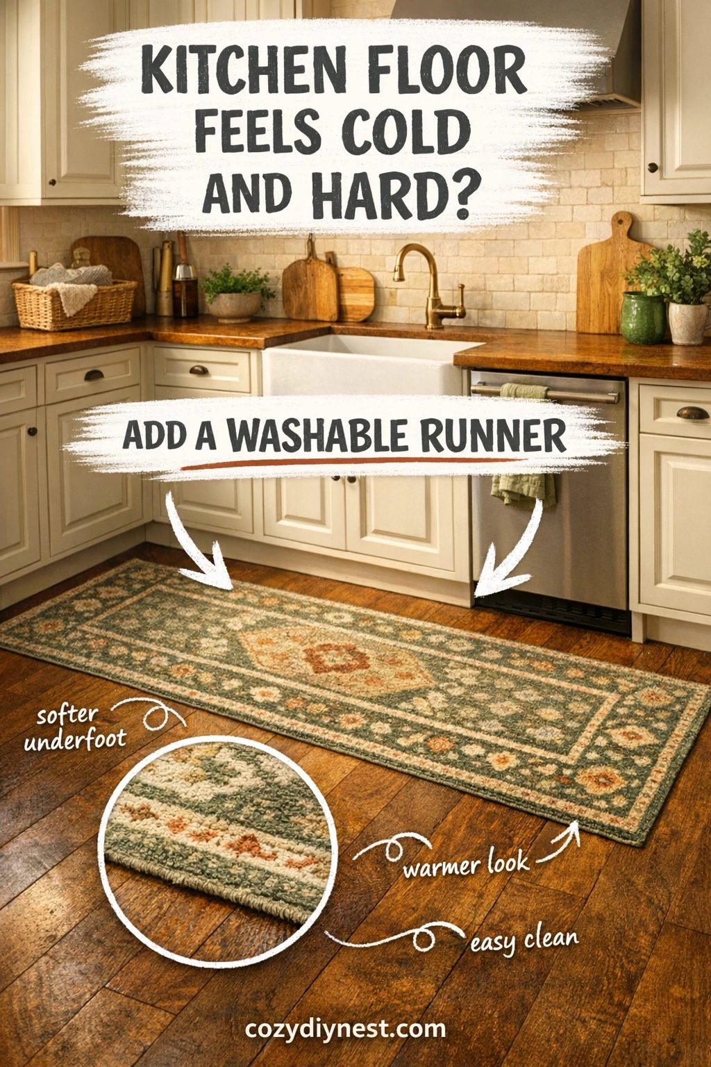 kitchen runner ideas with a runner placed in the main standing zone