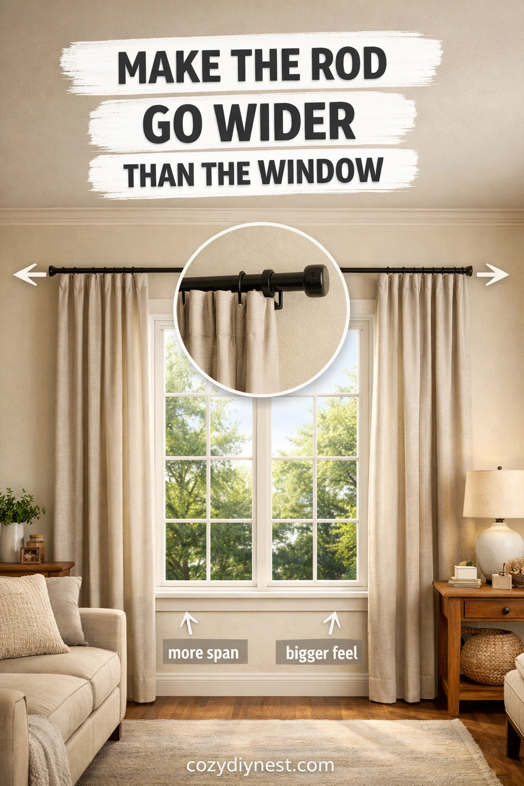 curtain rod width that allows better stack-back off the window glass