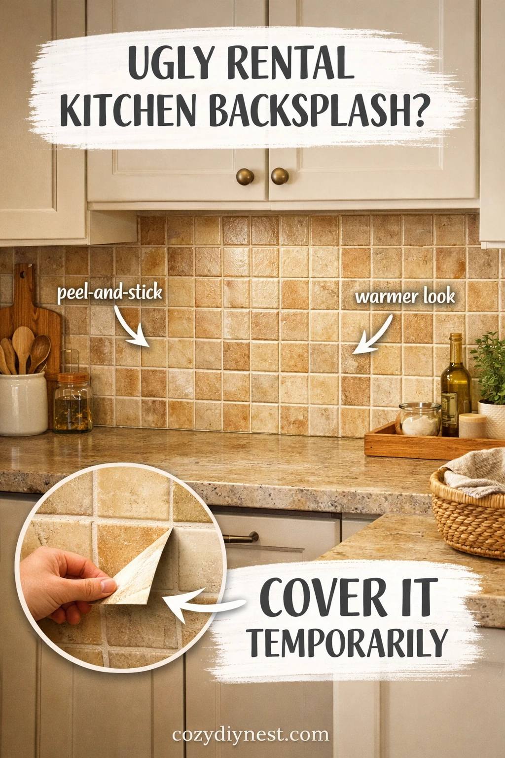 renter-friendly kitchen ideas with upgraded cabinet hardware in a rental kitchen