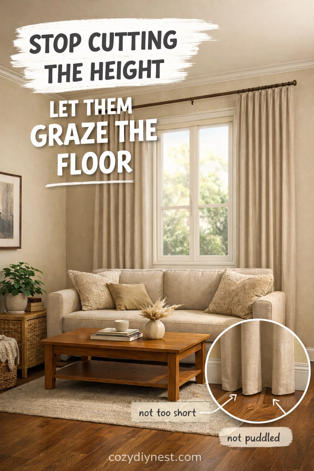 how to make a room look taller by avoiding bulky top window treatments