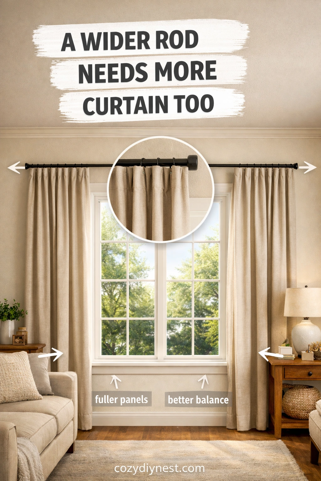 curtain rod width setup with proper bracket depth