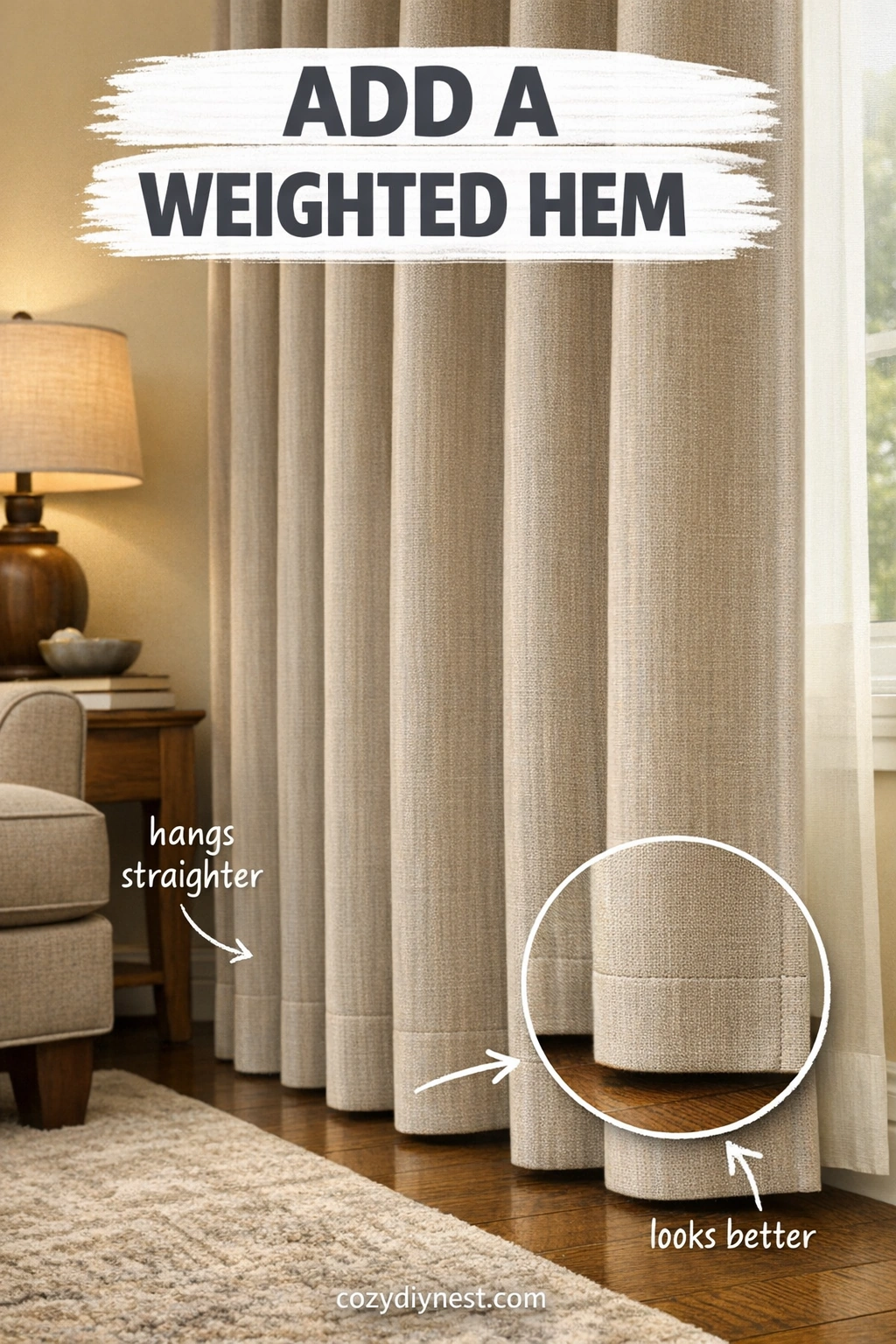 how to make curtains look expensive with matte natural curtain fabric