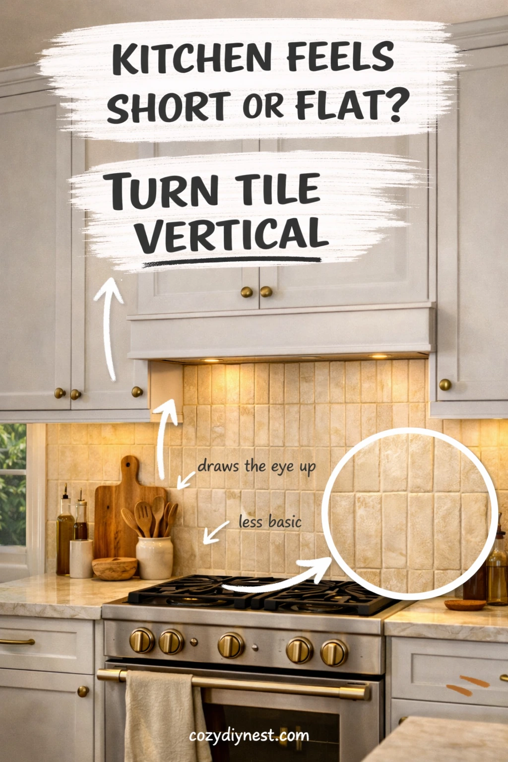 backsplash ideas for white cabinets with vertical stacked tile