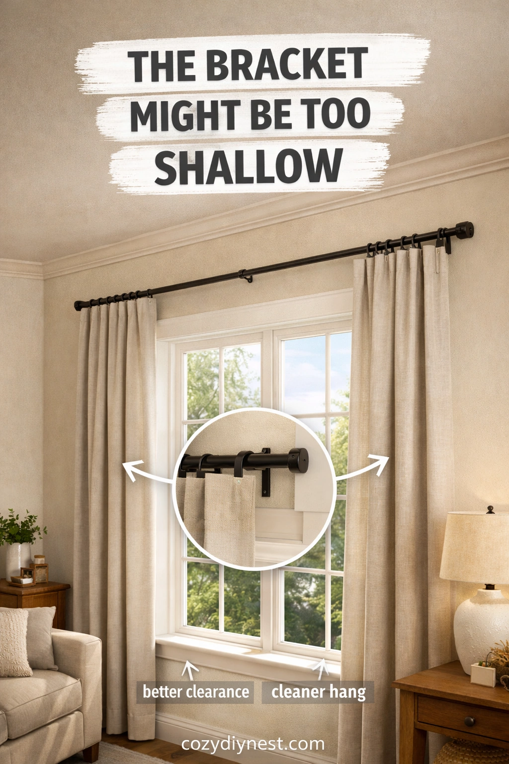 curtain rod width with high and wide placement