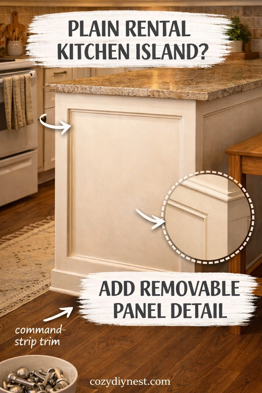 renter-friendly kitchen ideas with removable warm lighting in a rental kitchen