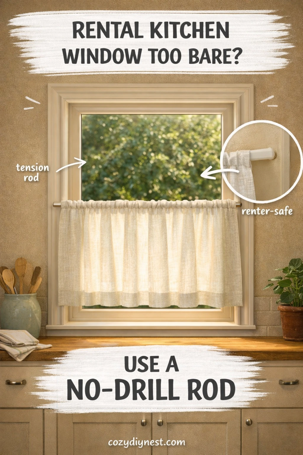 kitchen window treatment ideas with a renter friendly no drill rod