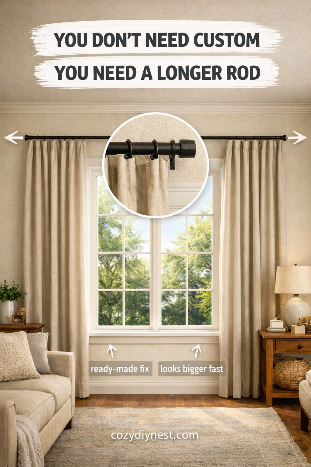 curtain rod width fixed with ready-made rod solutions