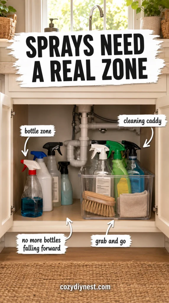 under sink kitchen organization ideas using bins for trash bags dishwasher pods sponges and gloves