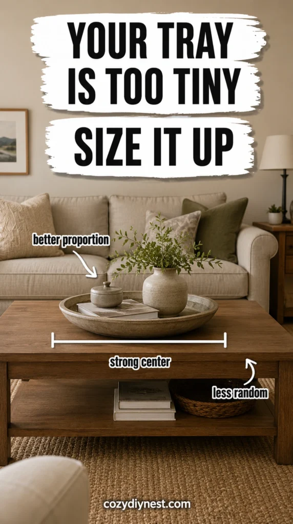 larger tray and bowl fixing living room decor scale on a coffee table