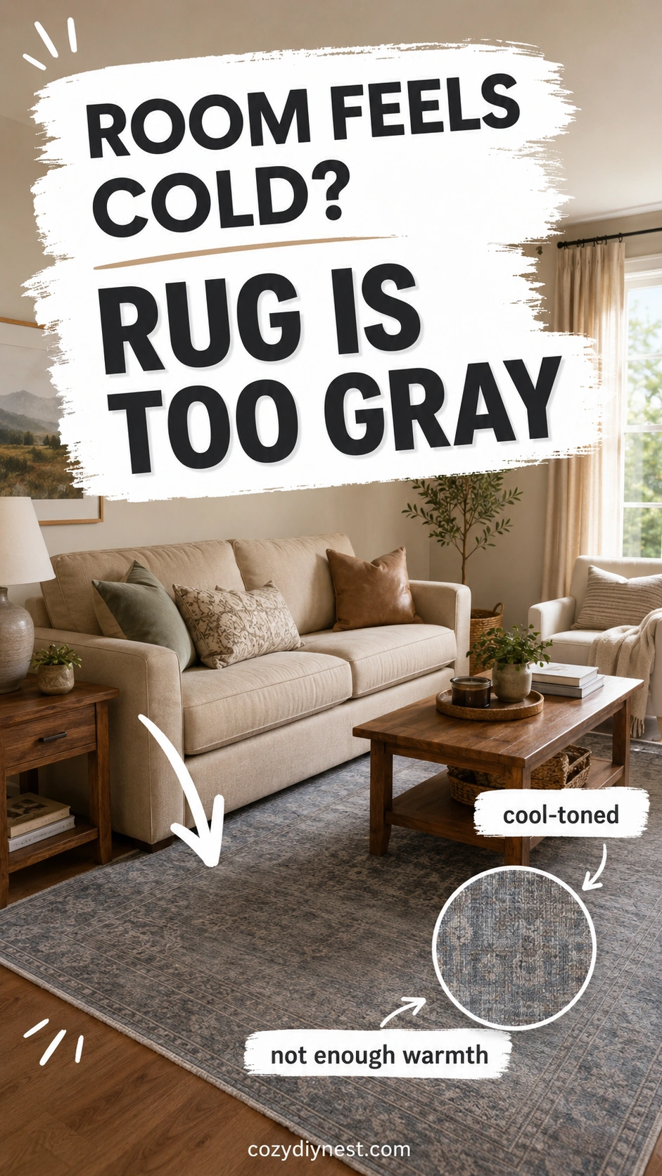 best rug color for living room when a gray rug makes the room feel cold