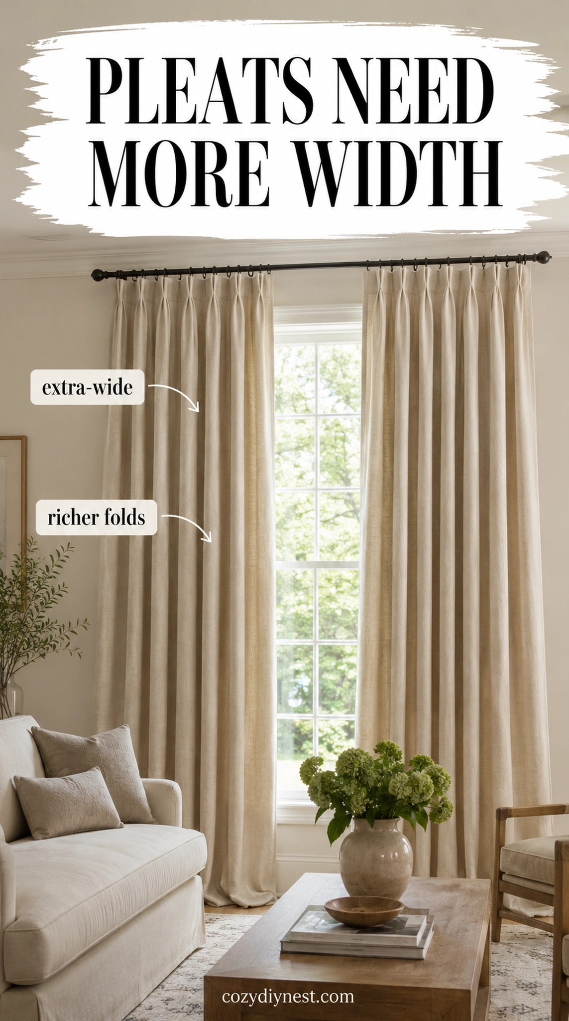 extra wide pinch pleat curtains with fuller folds