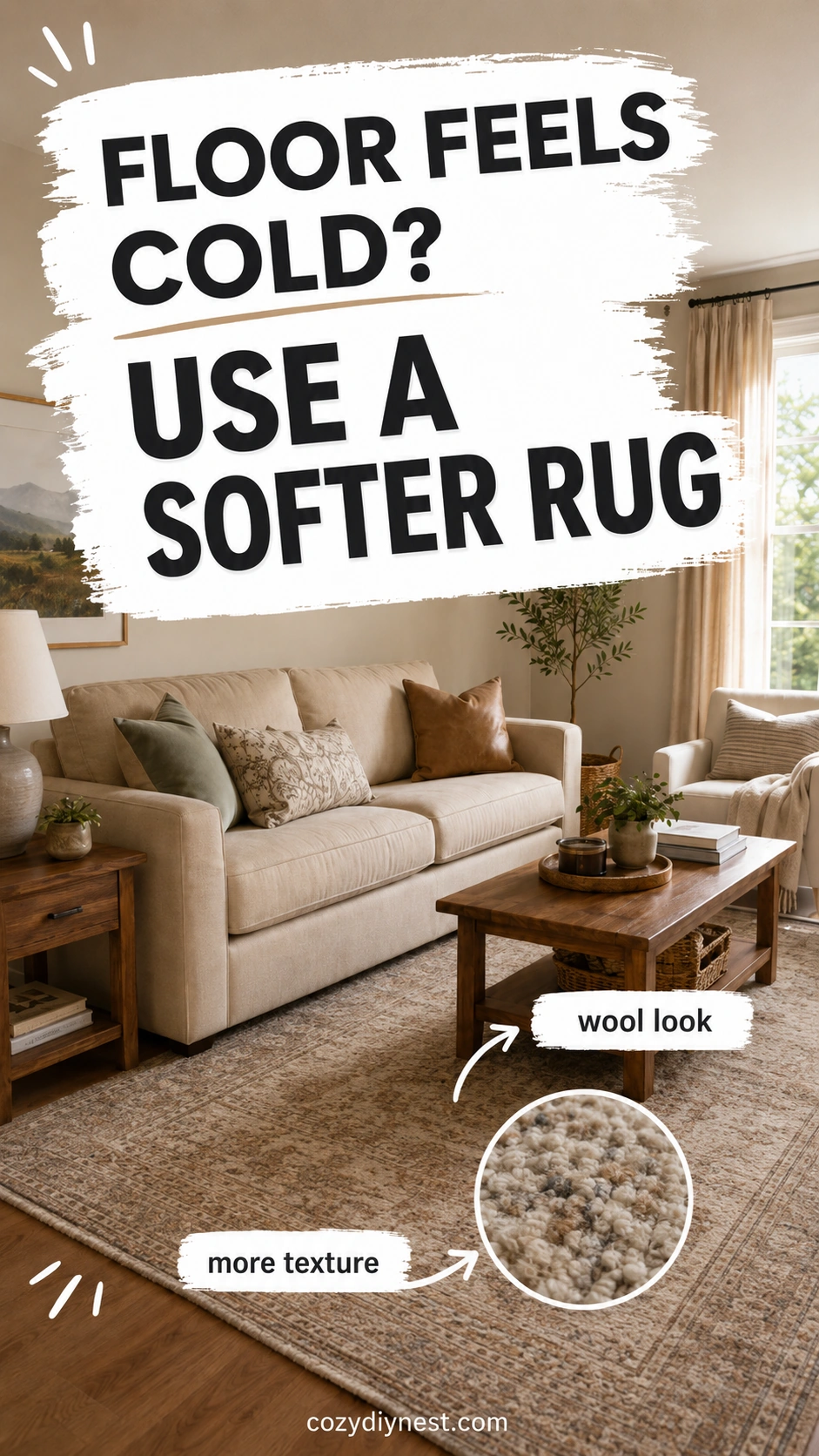 best rug color for living room with a softer textured warm rug