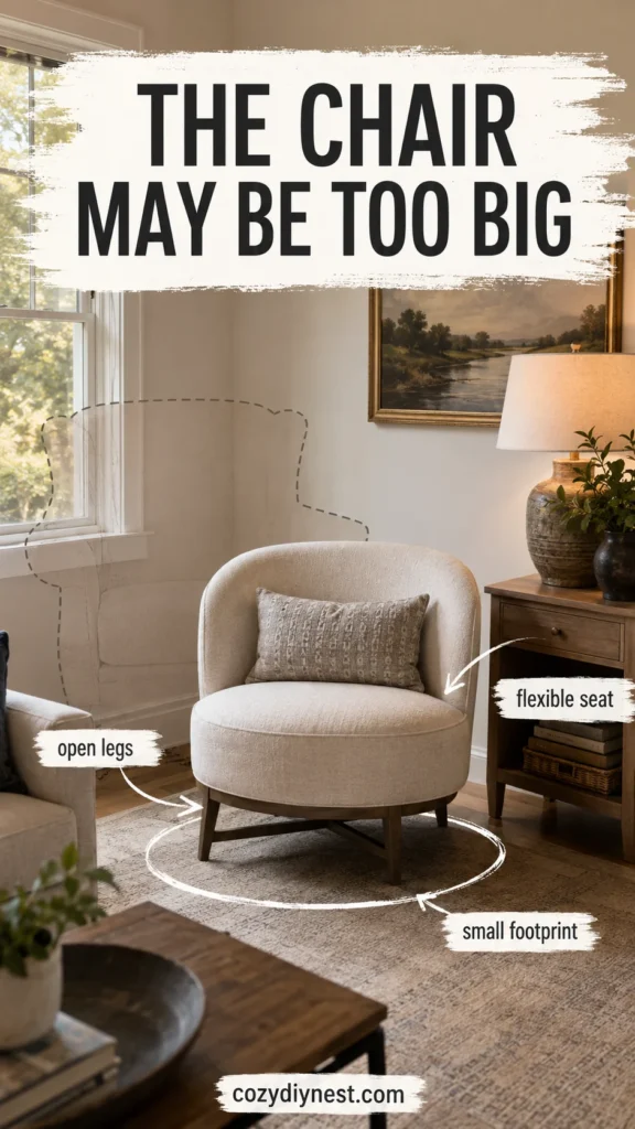 Your Small Living Room Feels Crowded? 7 Small Living Room Furniture Ideas That Make It Feel Bigger 5 compact accent chair with open legs for small living room furniture ideas