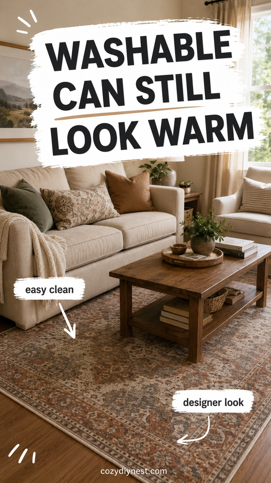 best rug color for living room using a warm washable vintage rug