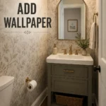 small half bathroom ideas with wallpaper in a tiny powder room