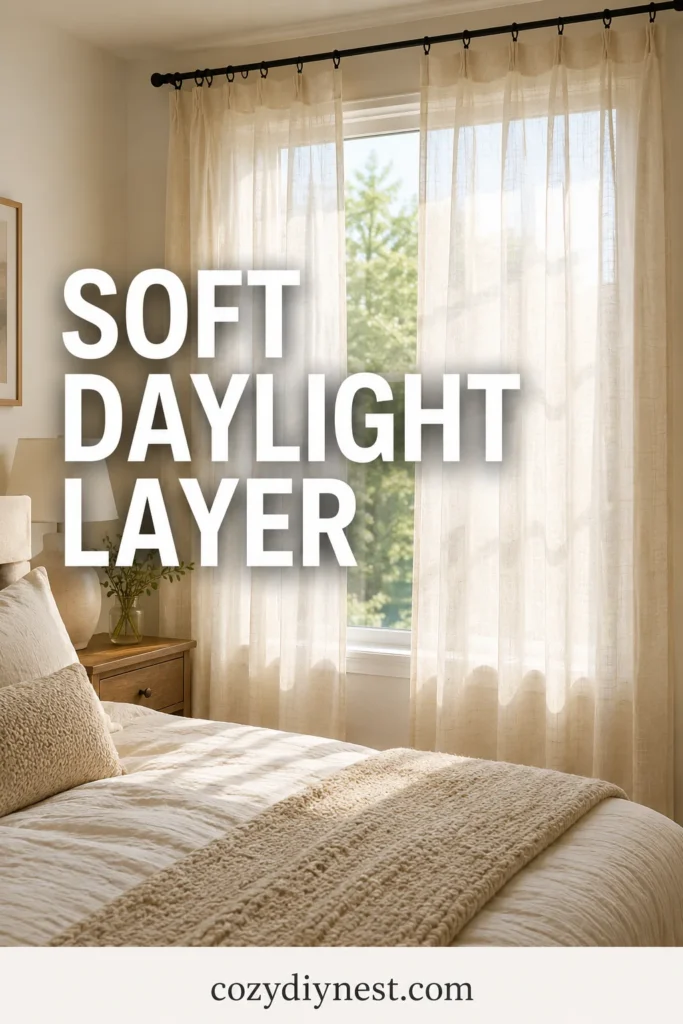 curtain layering ideas using sheer curtains for soft daylight in a bedroom or living room