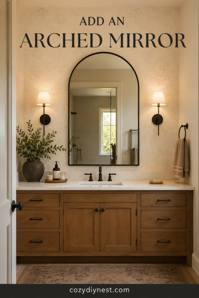 Bathroom Mirror Ideas: 21 Stunning Vanity Wall and Lighting Looks 3 bathroom mirror ideas with an arched mirror above a vanity