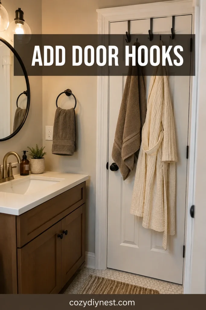 tiny bathroom ideas with hooks behind bathroom door