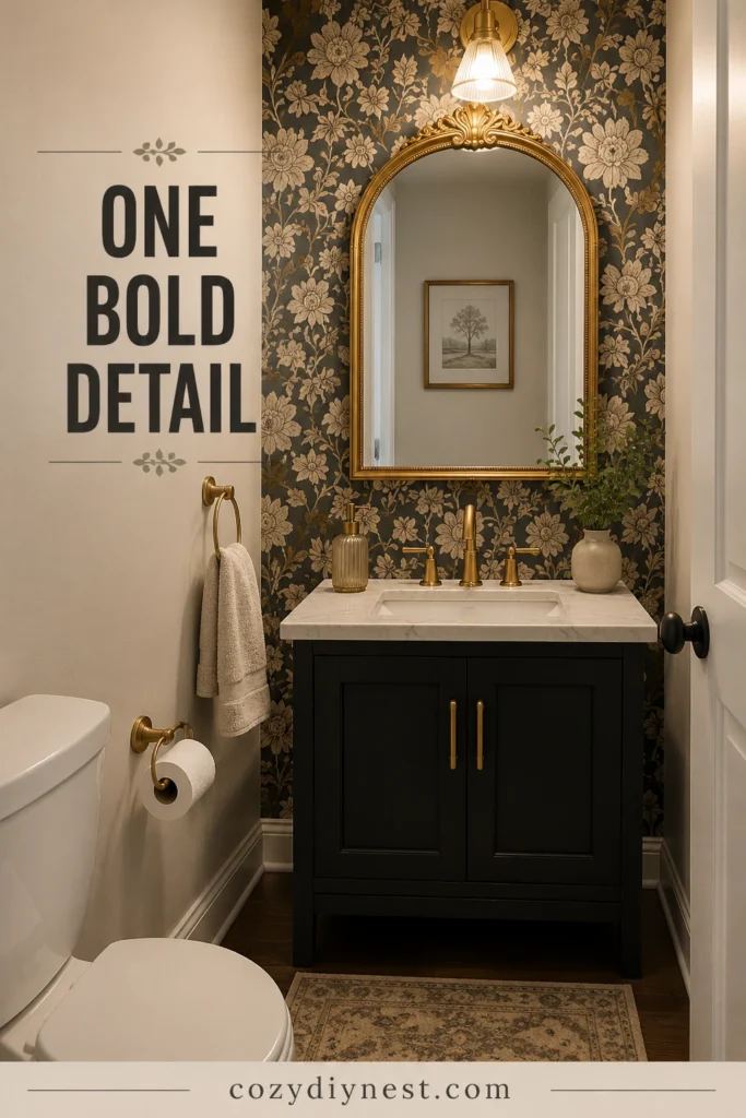 small half bathroom ideas with one bold powder room detail