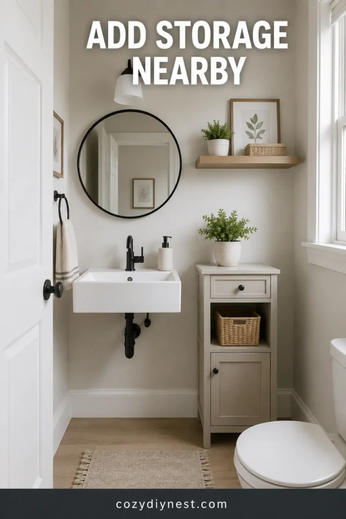 Small Bathroom Vanity Ideas: 19 Best Storage and Counter Space Fixes 4 small bathroom vanity ideas with a wall mounted sink and nearby storage cabinet
