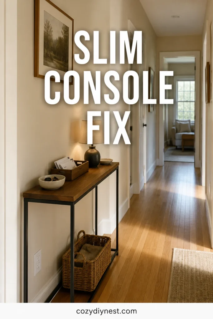 small hallway storage ideas with a skinny console table key bowl mail tray and clear path