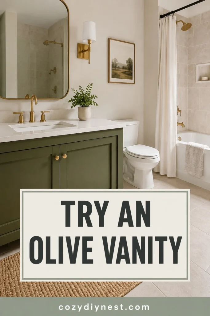 green bathroom ideas featuring an olive green vanity