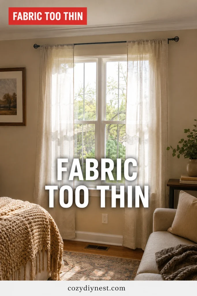 curtain hanging mistakes showing thin flat curtains that do not add enough softness to a living room