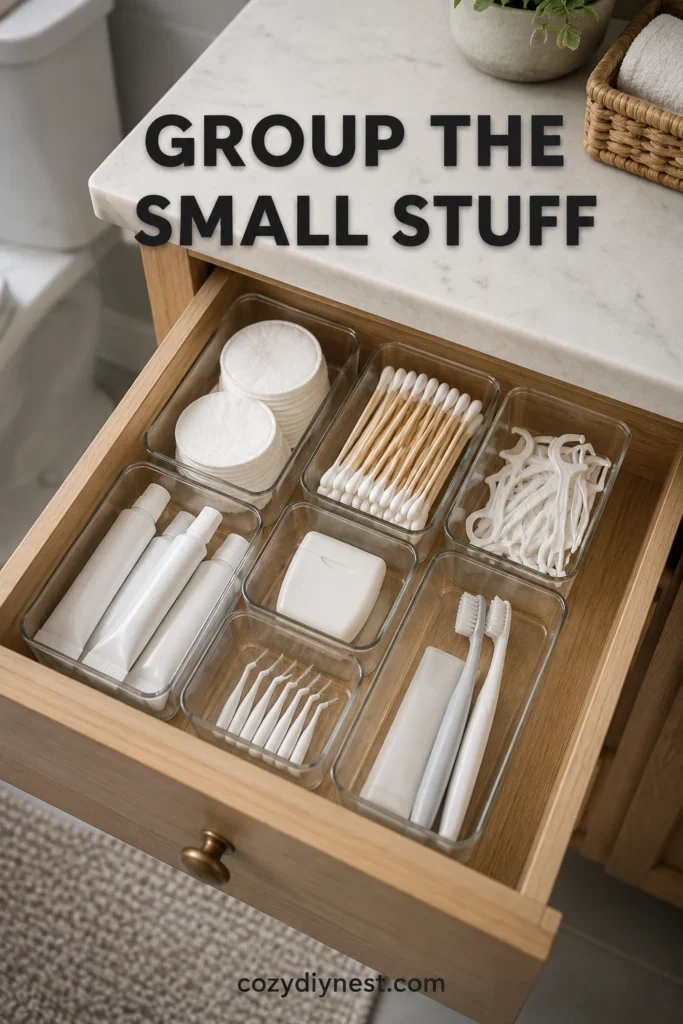 bathroom drawer organizer for cotton rounds swabs and dental care