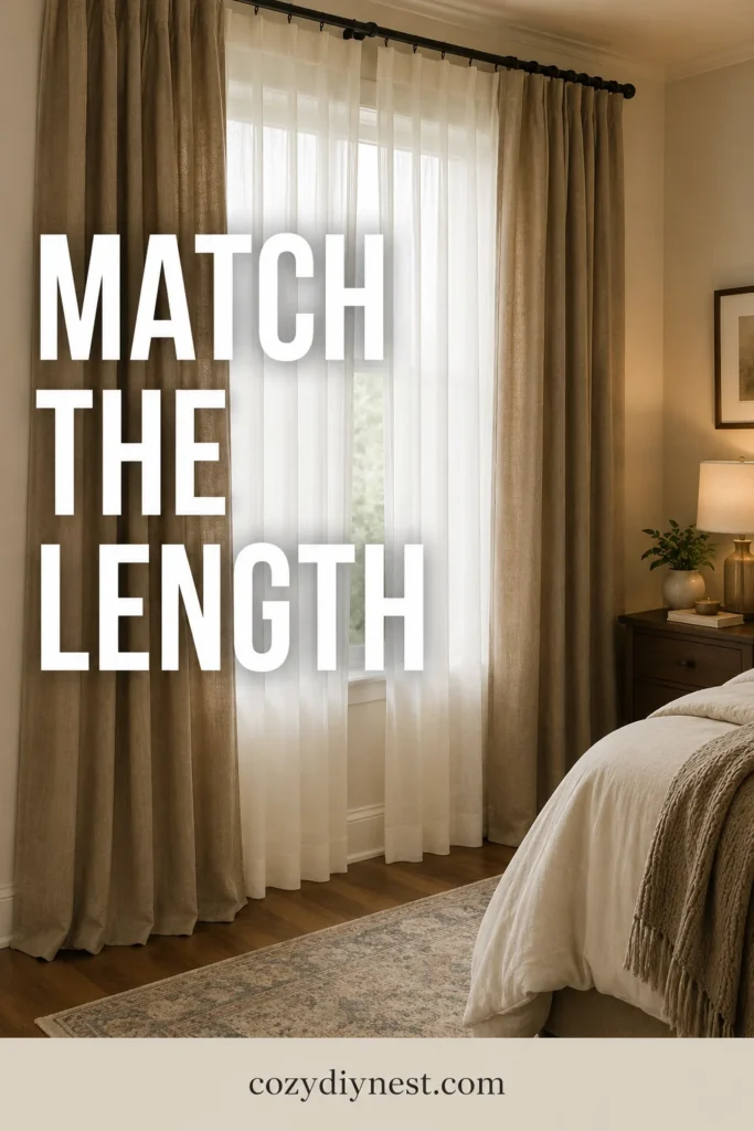 curtain layering ideas showing sheer curtains and drapes reaching the floor for a finished look