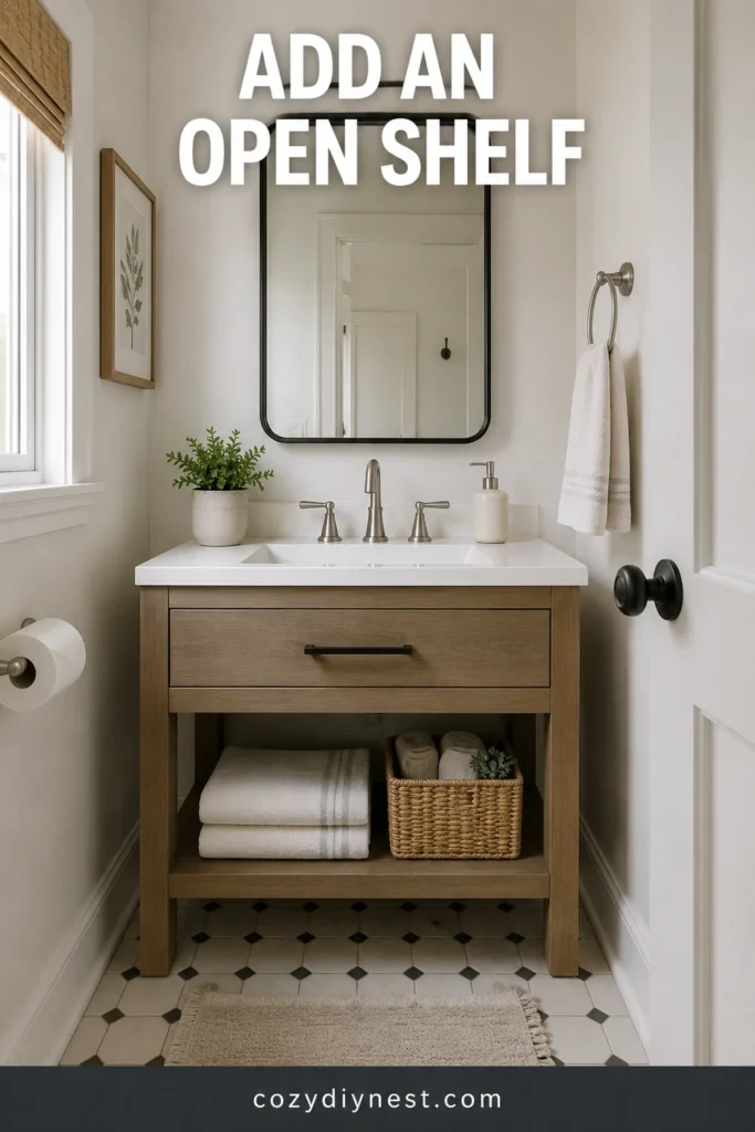 Small Bathroom Vanity Ideas: 19 Best Storage and Counter Space Fixes 6 small bathroom vanity ideas with an open shelf under the sink