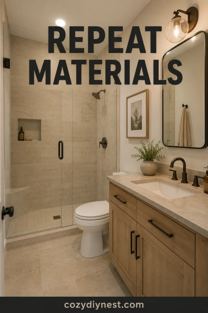 small bathroom remodel ideas with matching floor and shower tile