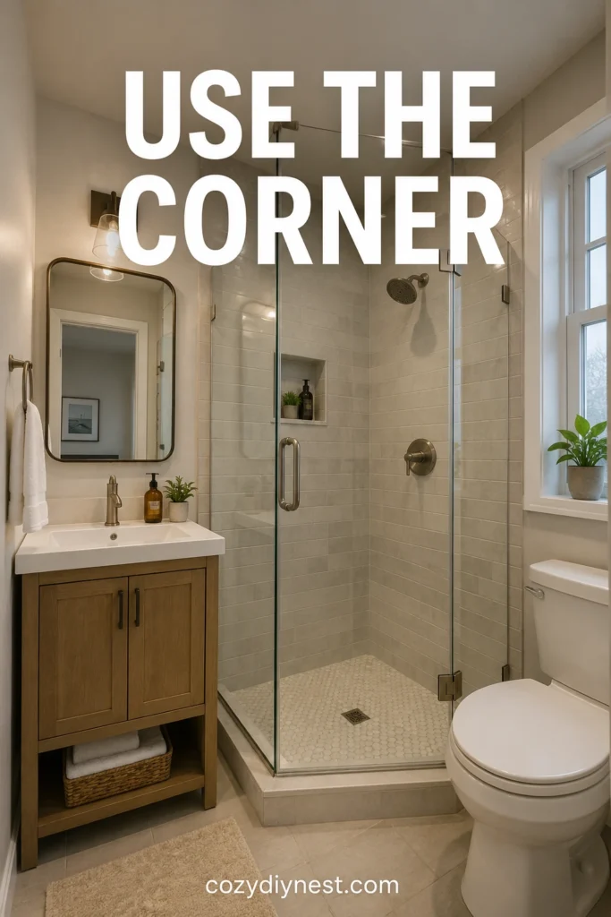 corner walk in shower ideas for small bathroom layout