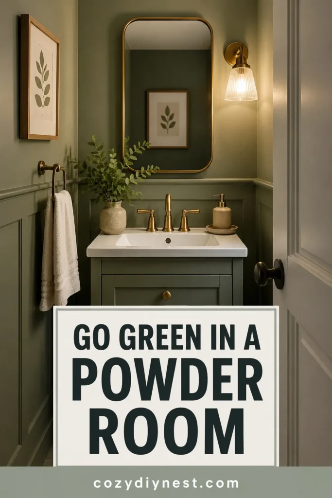 green bathroom ideas for a small olive green powder room