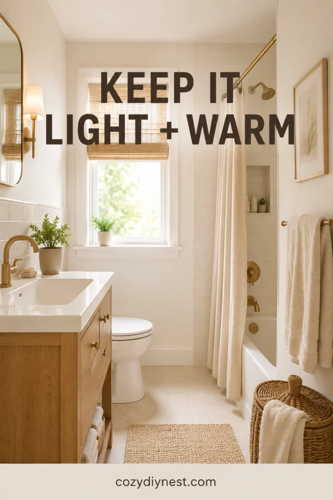 tiny bathroom ideas with light warm color palette