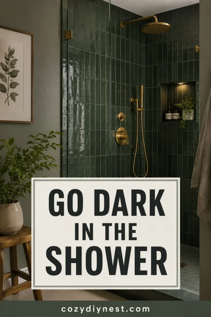 green bathroom ideas with dark green shower tile